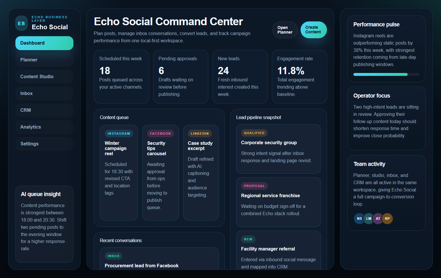 Echo Social app preview